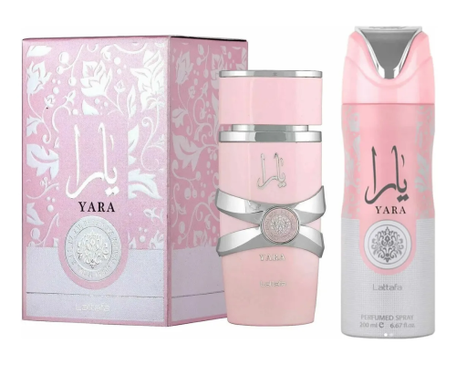 Combo Lattafa Yara Rosa Perfume + Aerosol